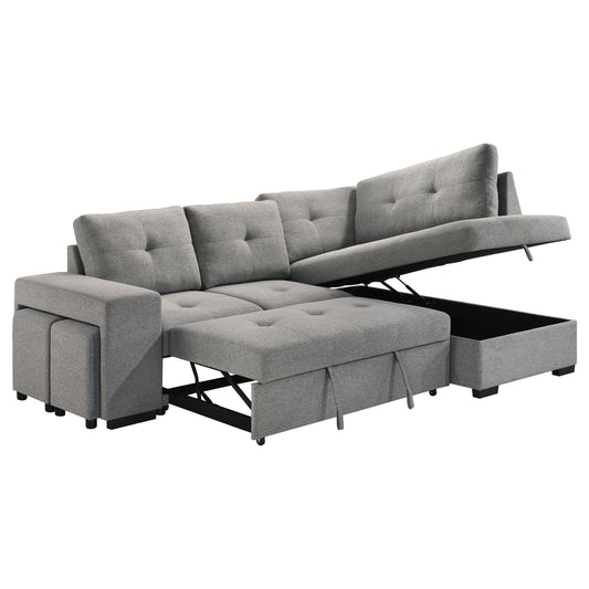 Roanne Fabric Upholstered Sleeper Sectional Sofa Grey