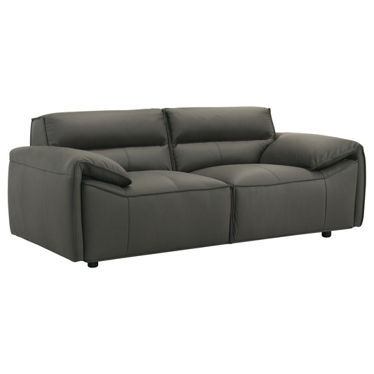 Buxton Top Grain Leather Upholstered Loveseat Graphite