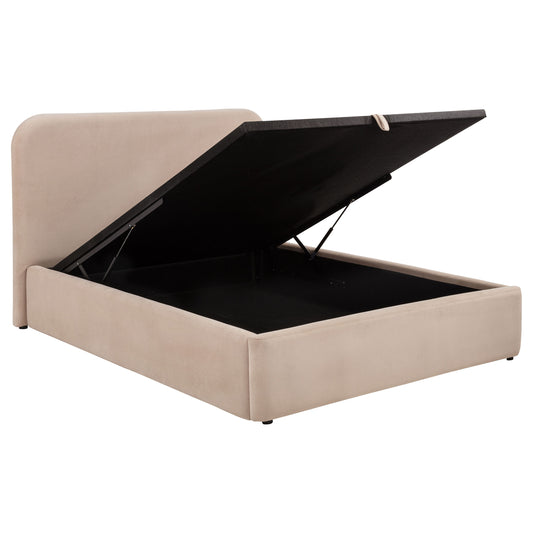 Anders Upholstered Full Storage Lift Platform Bed Beige