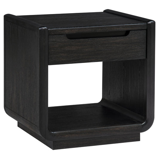 Leandro 1-drawer Wood Occasional Side End Table Burnished Black