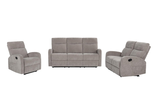 Hamilton 3-piece Chenille Manual Reclining Sofa Set Sand