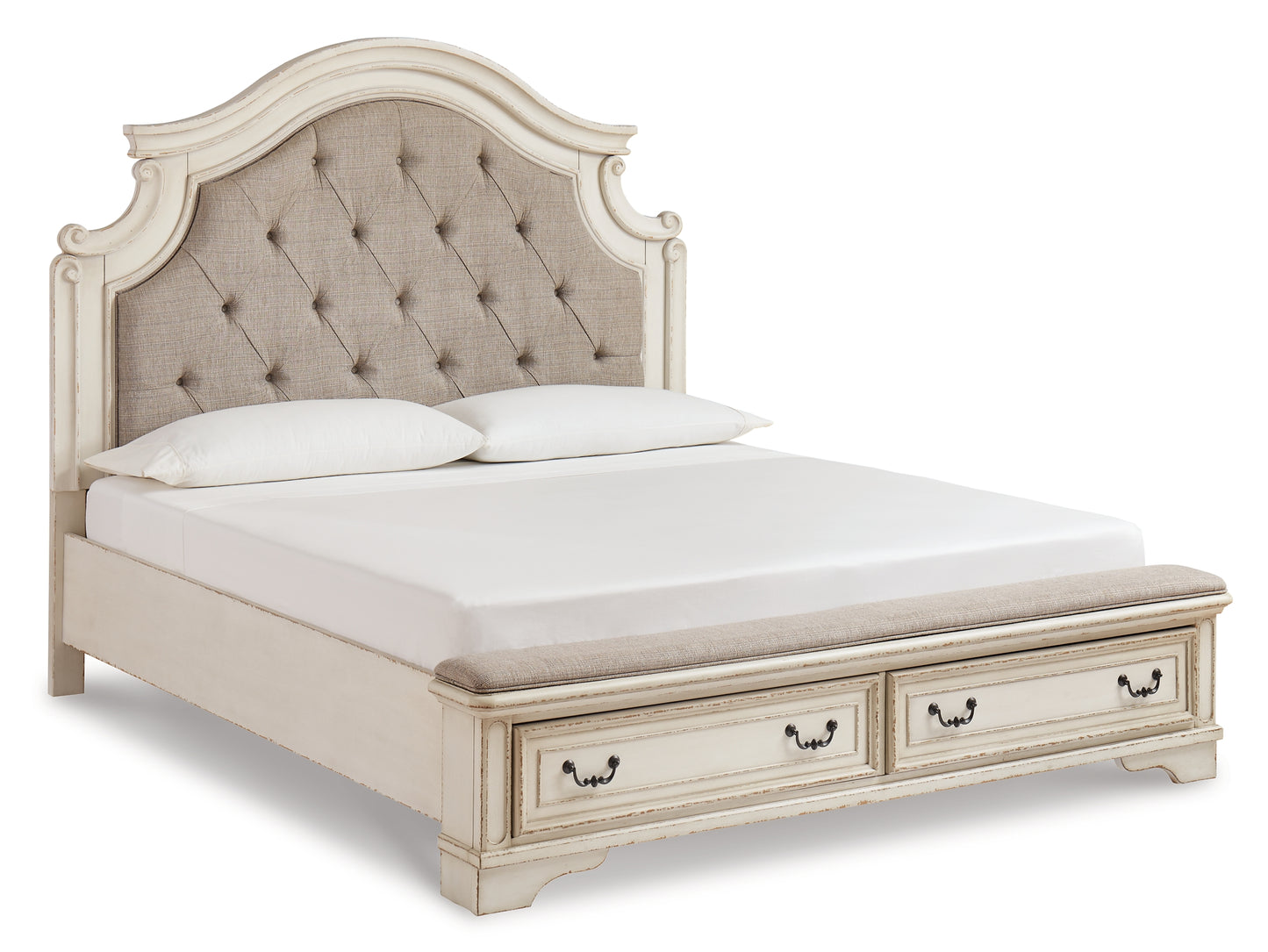 Realyn Queen Upholstered Bed with Mirrored Dresser