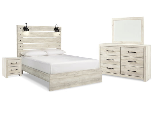 Cambeck Queen Panel Bed with Mirrored Dresser and Nightstand