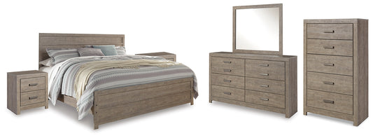 Culverbach King Panel Bed with Mirrored Dresser, Chest and 2 Nightstands