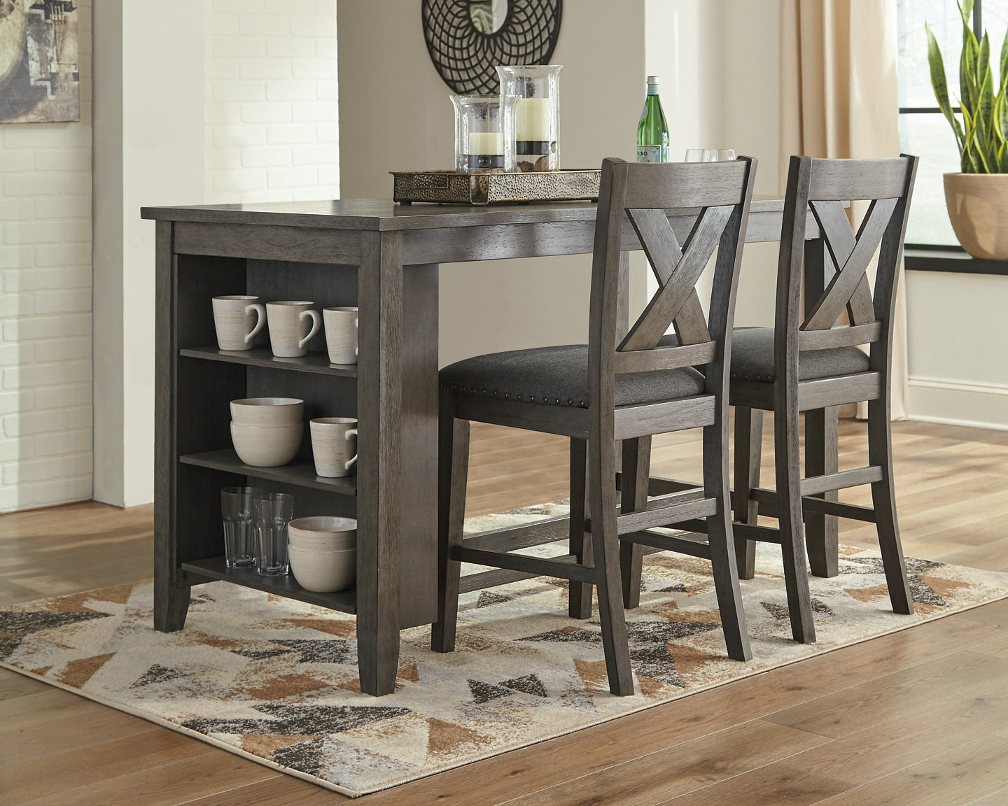 Caitbrook Counter Height Dining Table and 2 Barstools