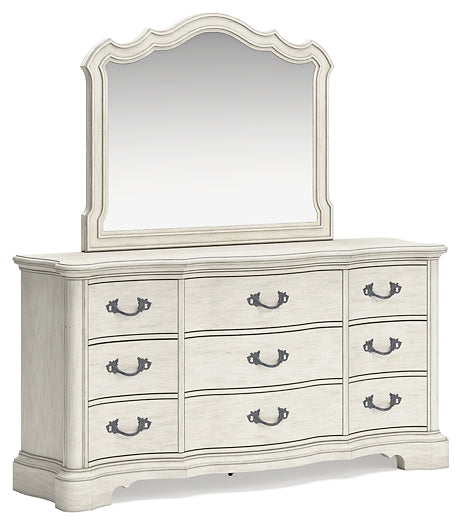 Arlendyne California King Upholstered Bed with Mirrored Dresser, Chest and 2 Nightstands