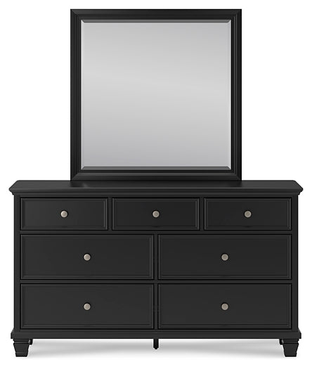 Lanolee Full Panel Bed with Mirrored Dresser and Chest