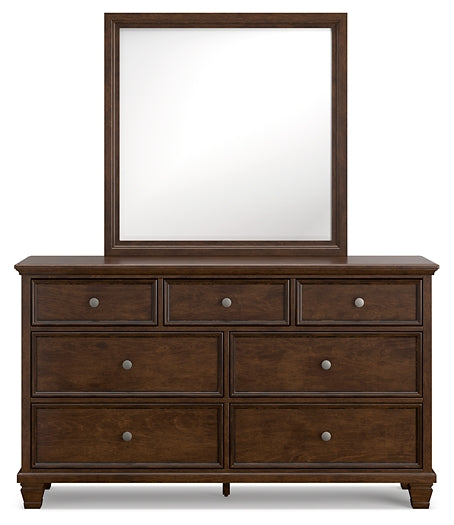 Danabrin Full Panel Bed with Mirrored Dresser, Chest and Nightstand