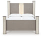 Surancha Queen Poster Bed with Mirrored Dresser, Chest and Nightstand