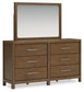 Cabalynn California King Panel Bed with Storage with Mirrored Dresser and Chest