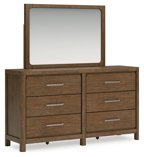 Cabalynn California King Panel Bed with Storage with Mirrored Dresser and 2 Nightstands