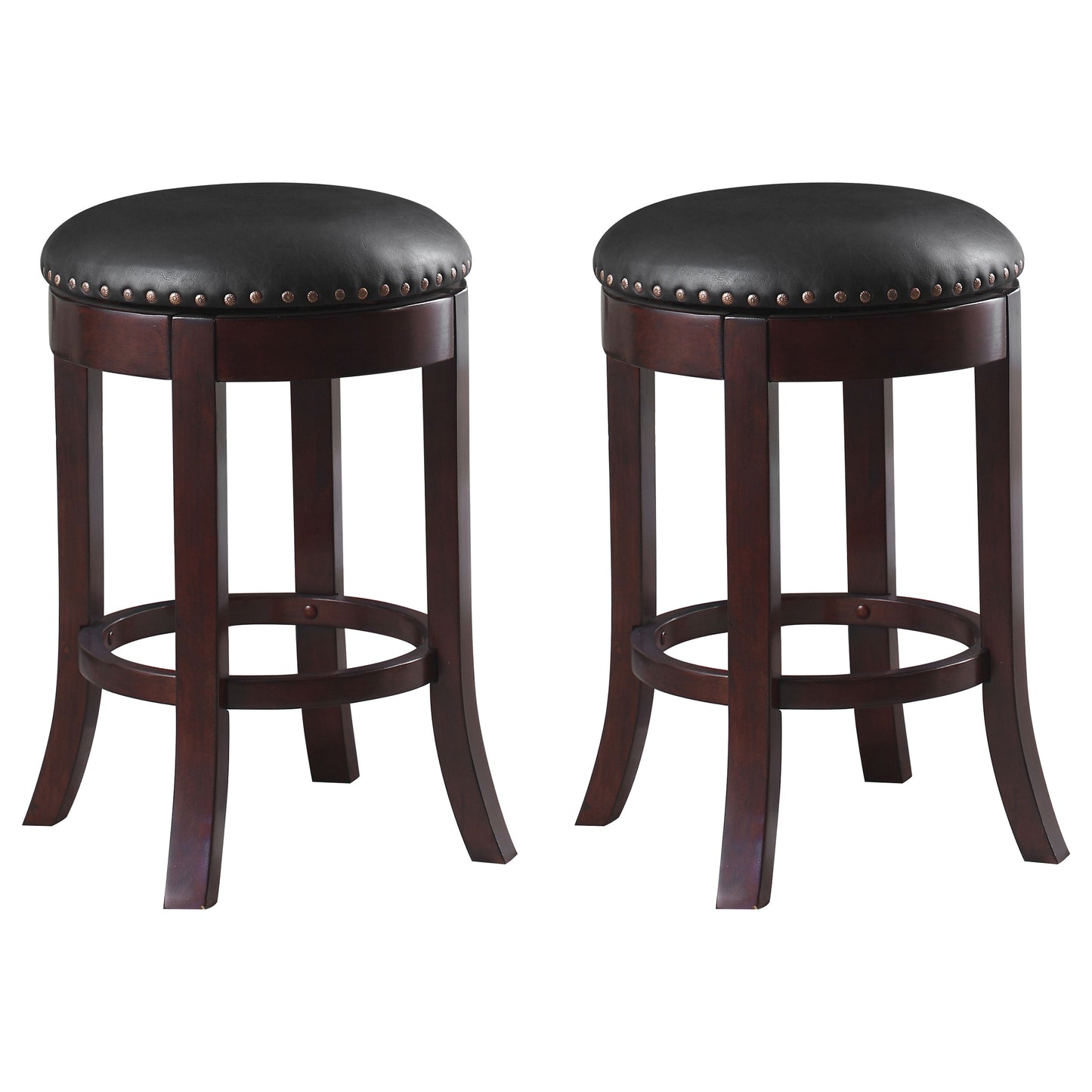 Aboushi Backless Swivel Counter Stool Brown (Set of 2)