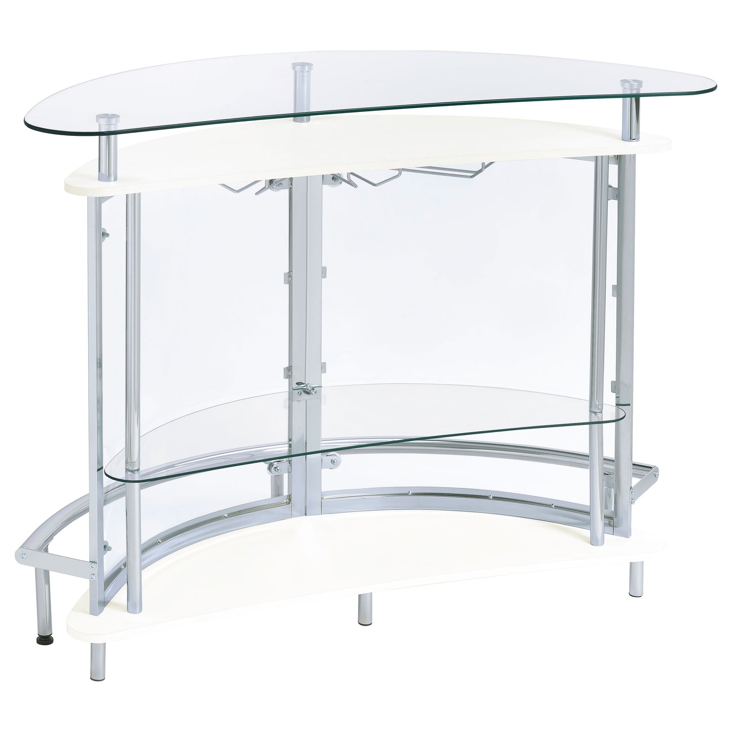 Amarillo Freestanding Glass Top Home Bar Wine Cabinet White