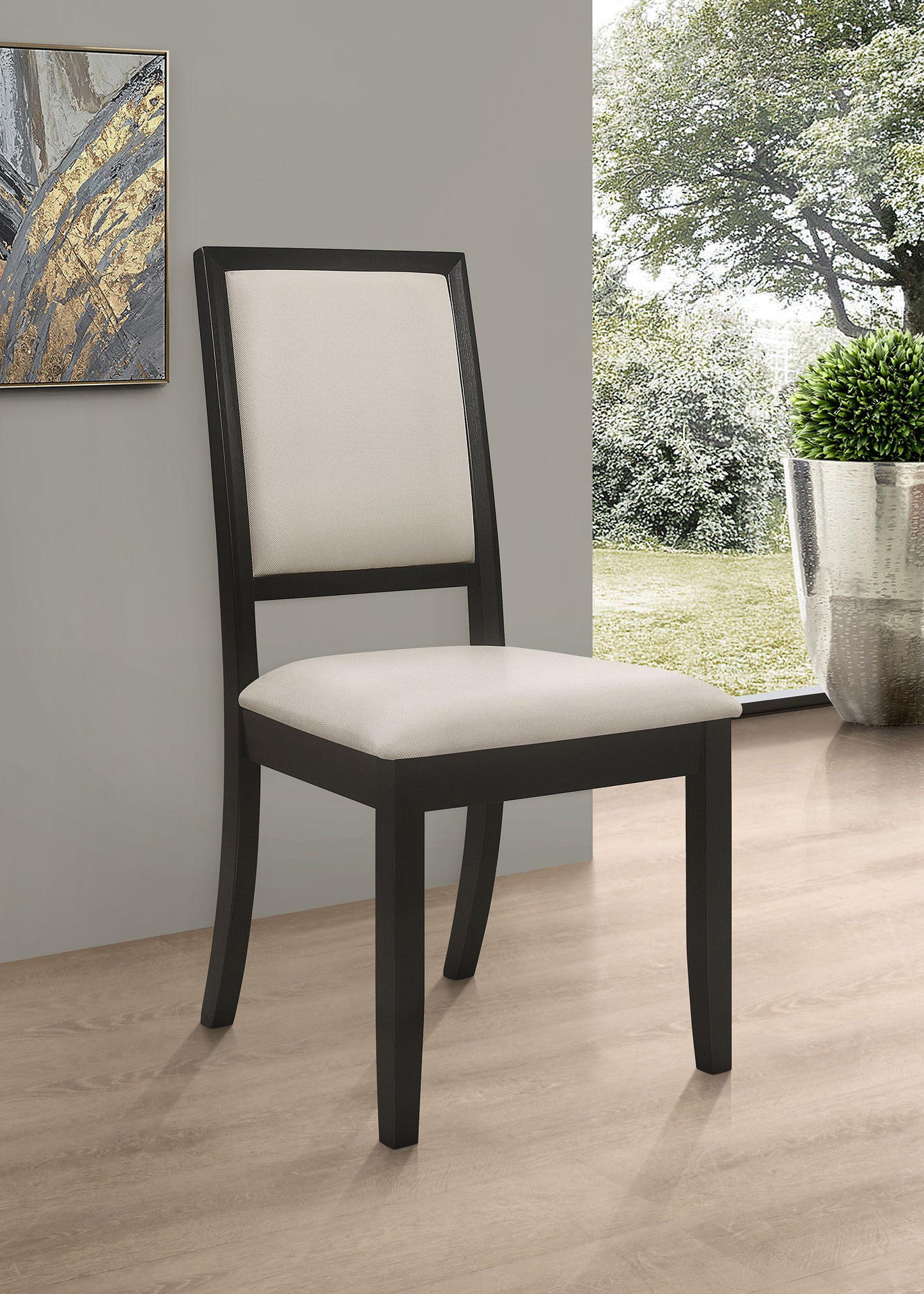 Louise Upholstered Wood Dining Side Chair Black (Set of 2)