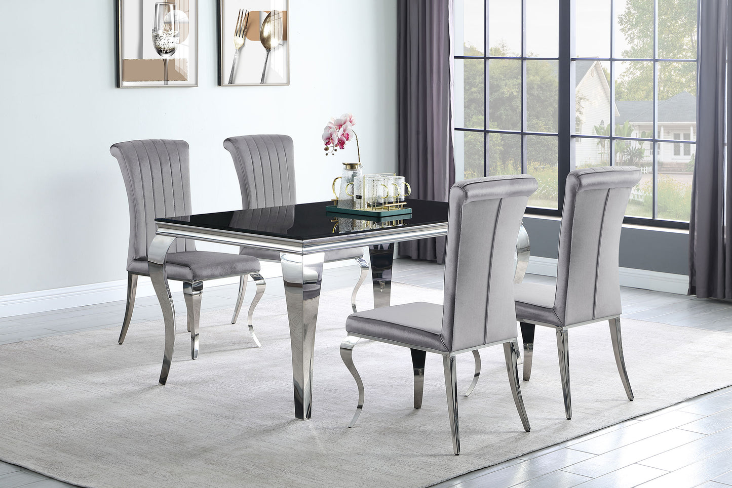 Betty Velvet Upholstered Dining Side Chair Grey (Set of 4)