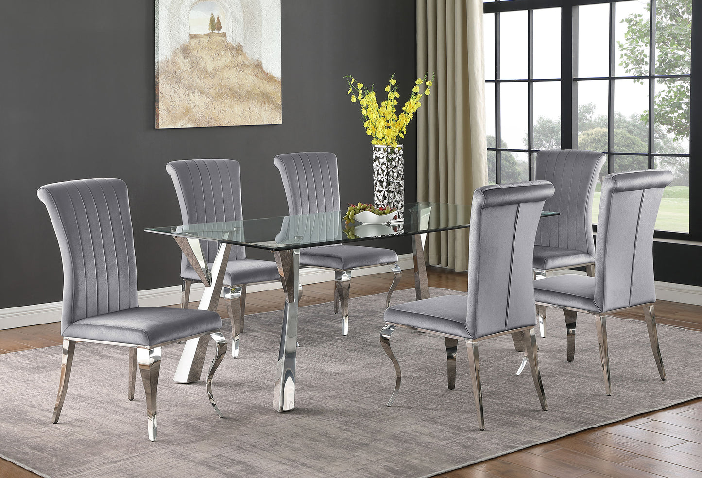 Betty Velvet Upholstered Dining Side Chair Grey (Set of 4)