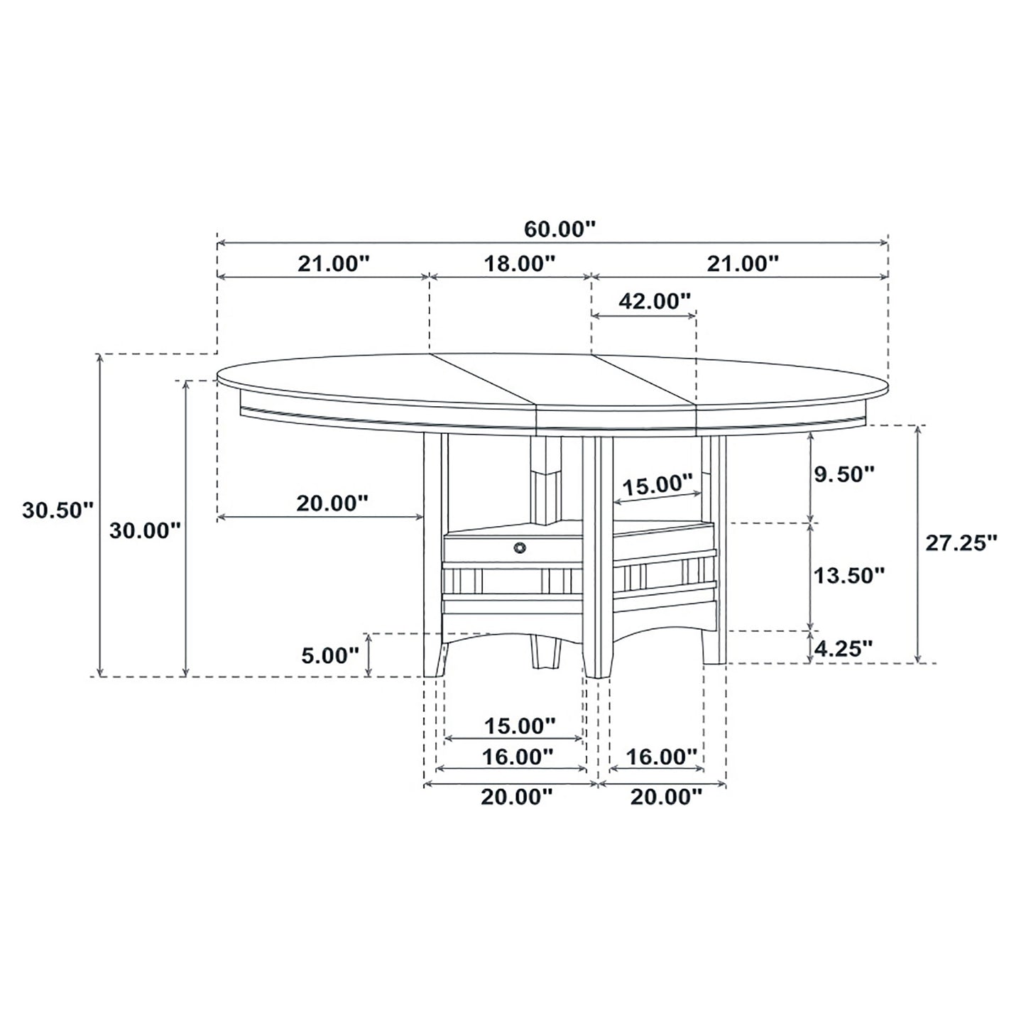 Lavon Oval 60-inch Extension Leaf Dining Table Medium Grey