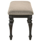 Bridget Fabric Upholstered Dining Bench Stone and Charcoal