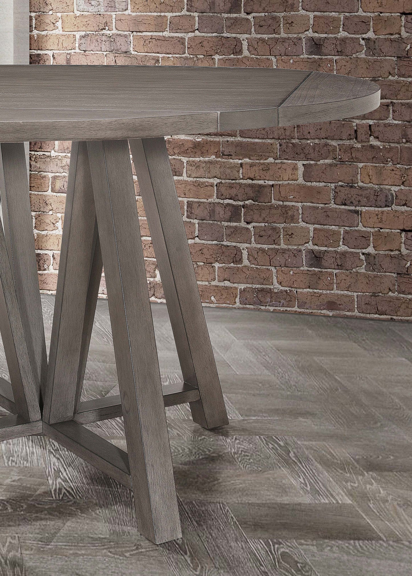 Athens Round 60-inch Drop Leaf Counter Dining Table Grey