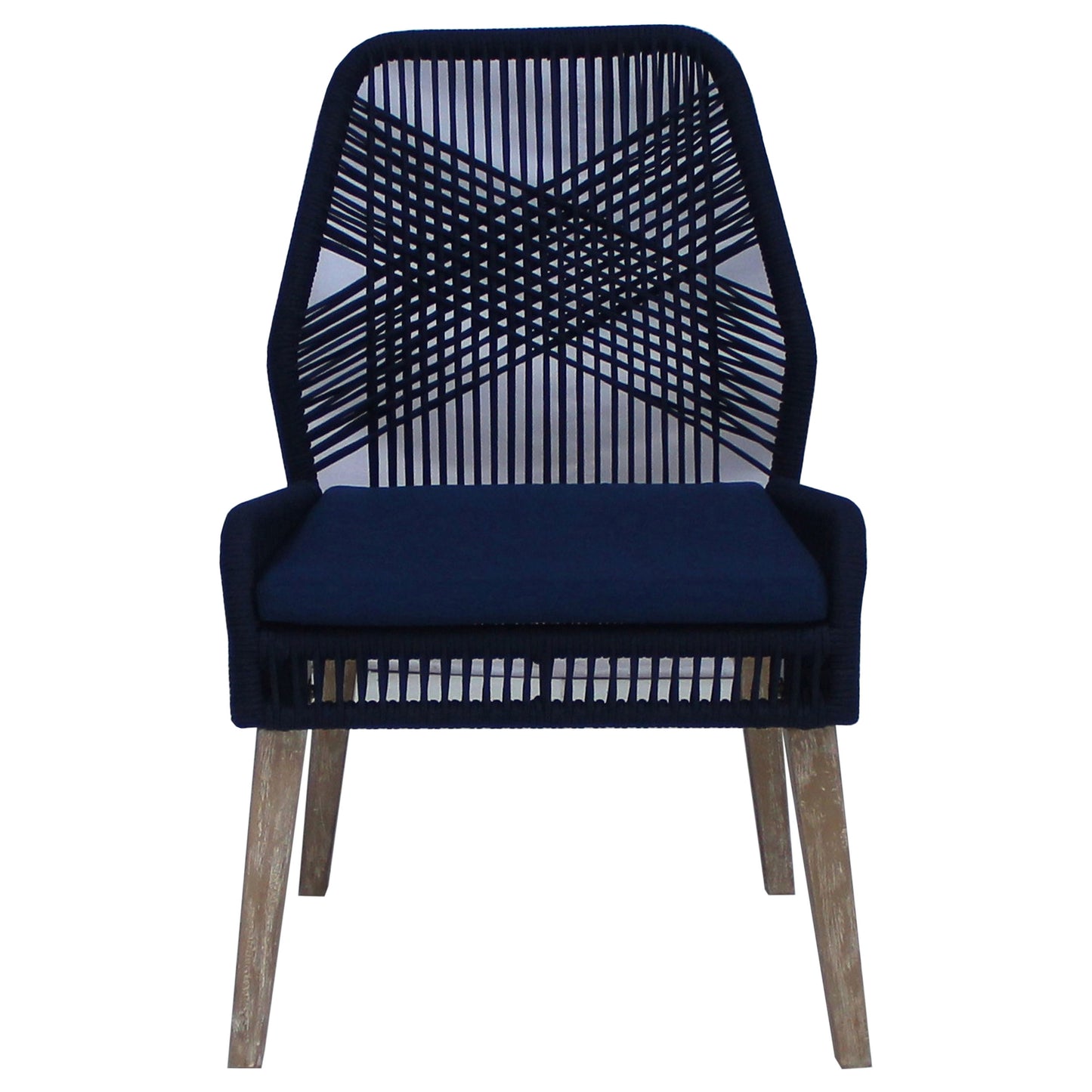 Nakia Woven Rope Dining Side Chairs Dark Navy (Set of 2)