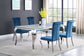 Carone 5-piece 81" Rectangular White Glass Dining Set Teal