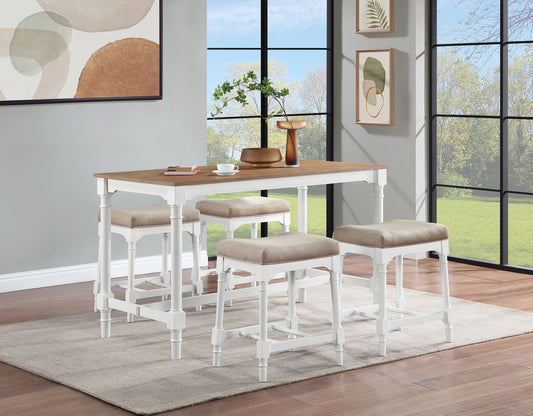 Martina 5-piece Rectangular Counter Height Dining Set White