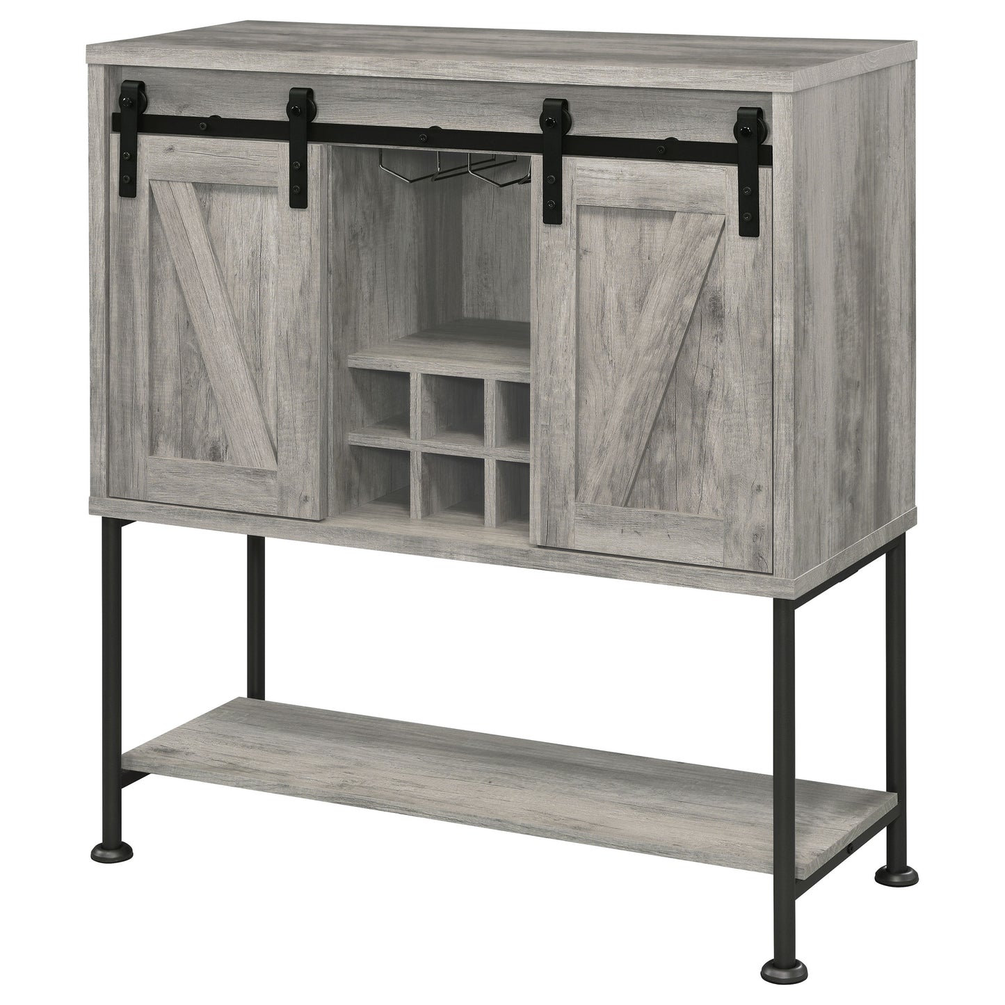 Claremont Sliding Door Home Bar Wine Cabinet Grey Driftwood