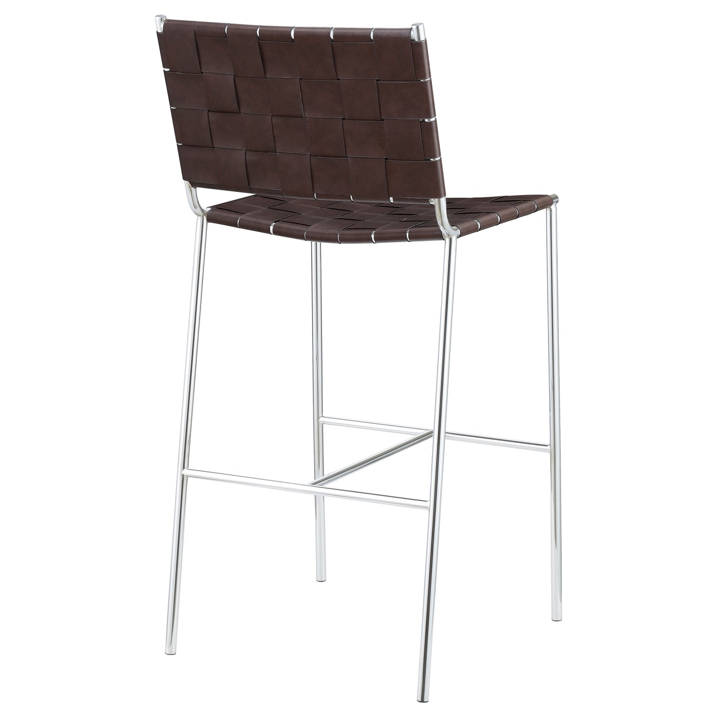 Adelaide Upholstered Pub Height Bar Stool Brown and Chrome