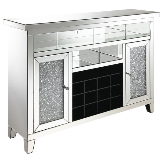 Melinda 2-door LED Mirrored Wine Storage Bar Cabinet Silver