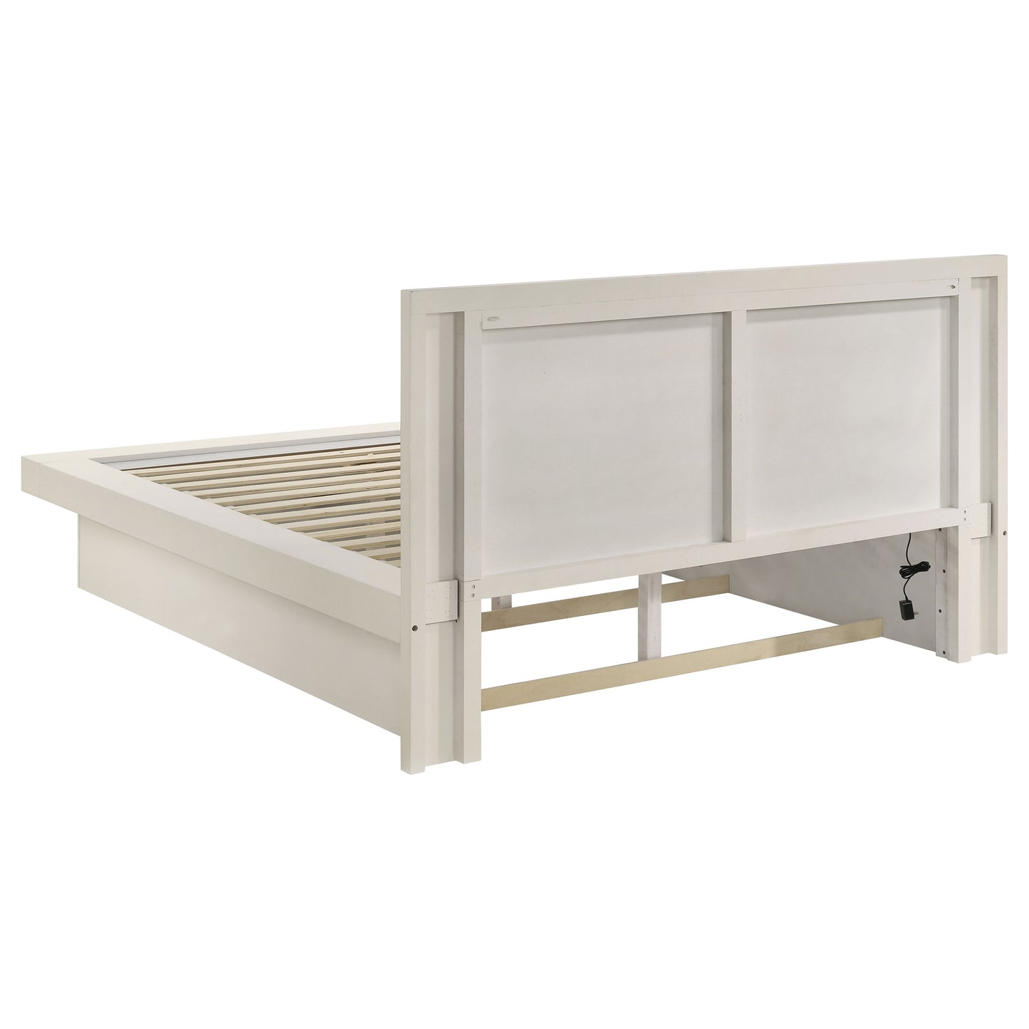 Jessica Wood Eastern King LED Panel Bed Cream White