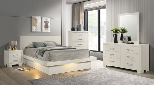 Jessica 5-piece Queen LED Bedroom Set Cream White