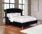 Deanna Upholstered Eastern King Wingback Bed Black