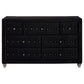 Deanna 7-drawer Upholstered Dresser Black