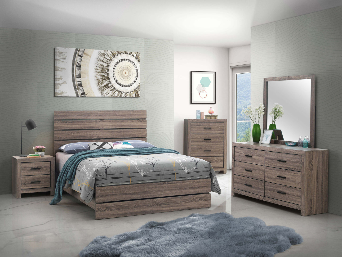 Brantford Wood Eastern King Panel Bed Barrel Oak