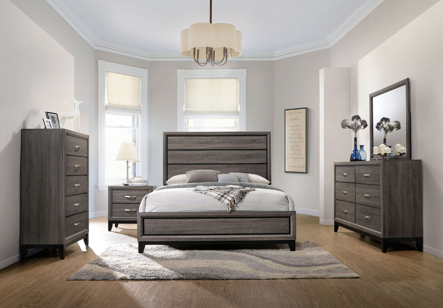 Watson Wood California King Panel Bed Grey Oak