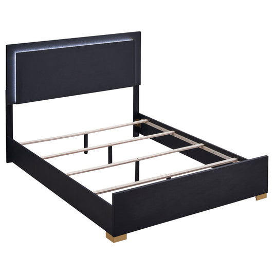 Marceline Wood Eastern King LED Panel Bed Black