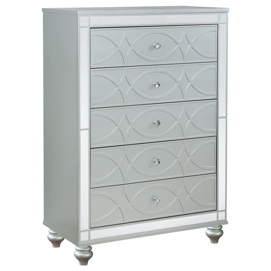 Gunnison 5-drawer Bedroom Chest Silver Metallic