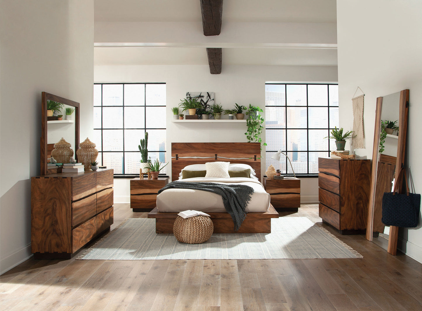 Winslow Wood California King Panel Bed Smokey Walnut