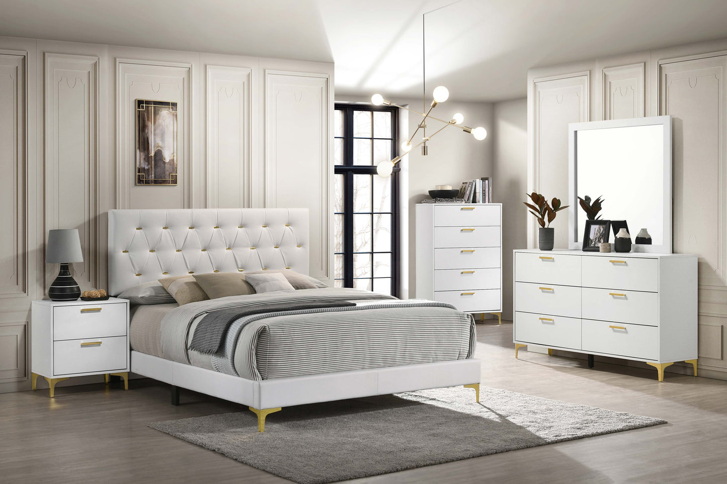 Kendall Upholstered California King Panel Bed White