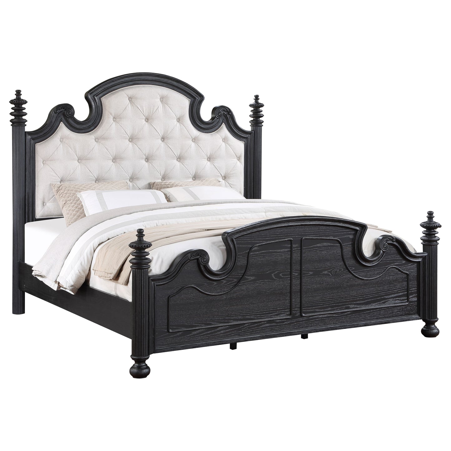 Celina Wood Queen Poster Bed Black