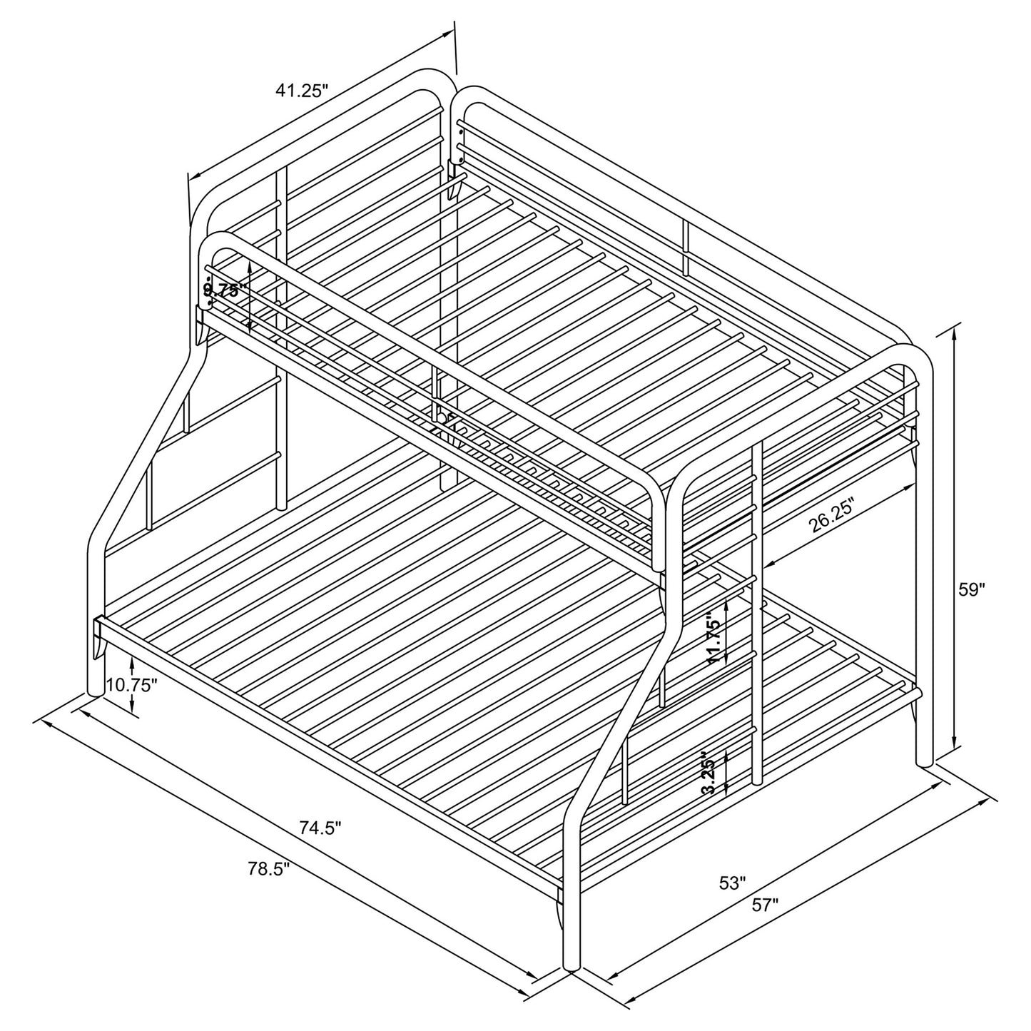 Morgan Metal Twin Over Full Bunk Bed Black