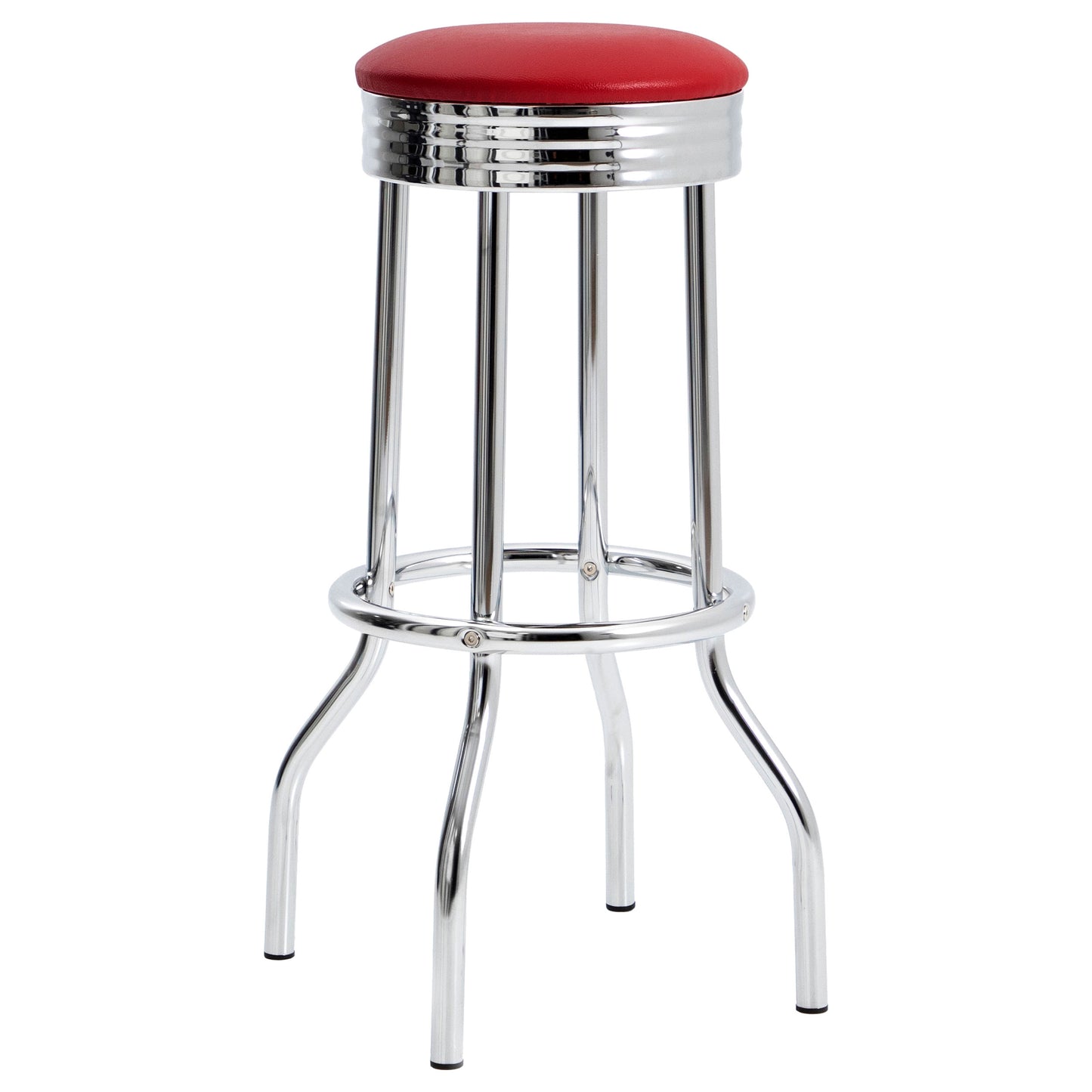 Retro Upholstered Metal Swivel Bar Stool Red (Set of 2)