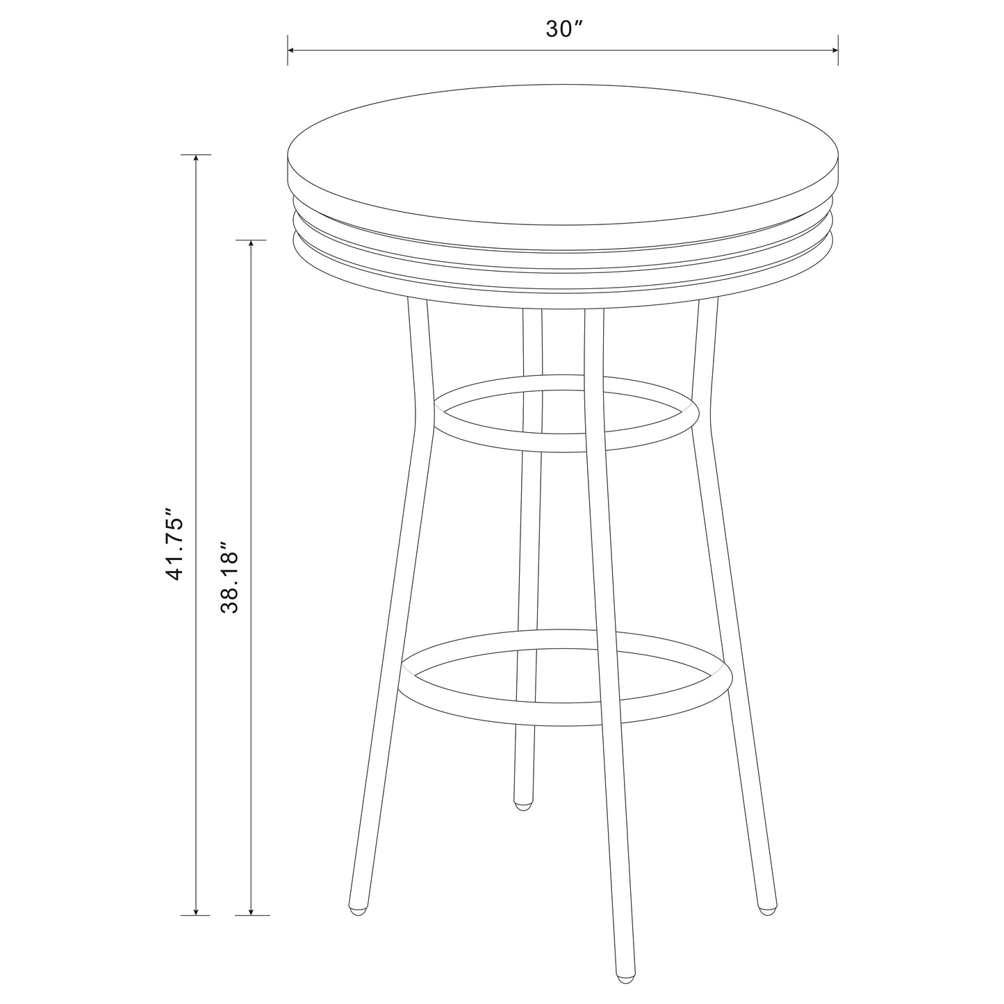 Retro Round 30-inch 1950's Bistro Pub Height Bar Table Black