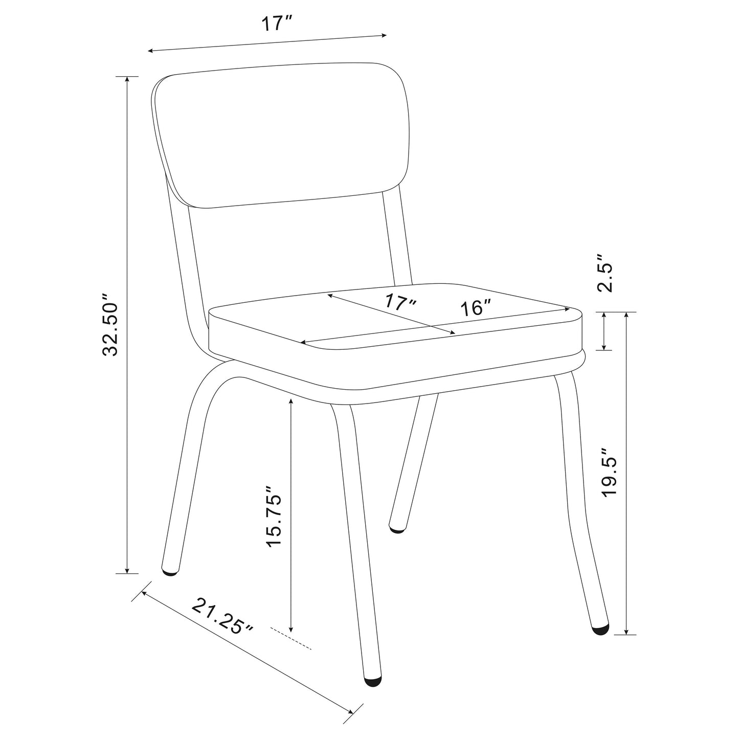 Retro Upholstered Dining Side Chair Red (Set of 2)