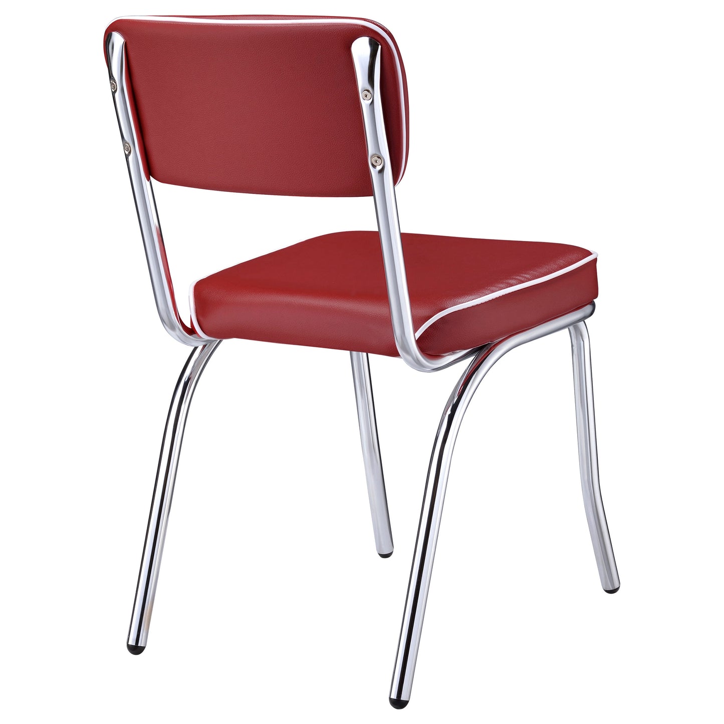 Retro Upholstered Dining Side Chair Red (Set of 2)