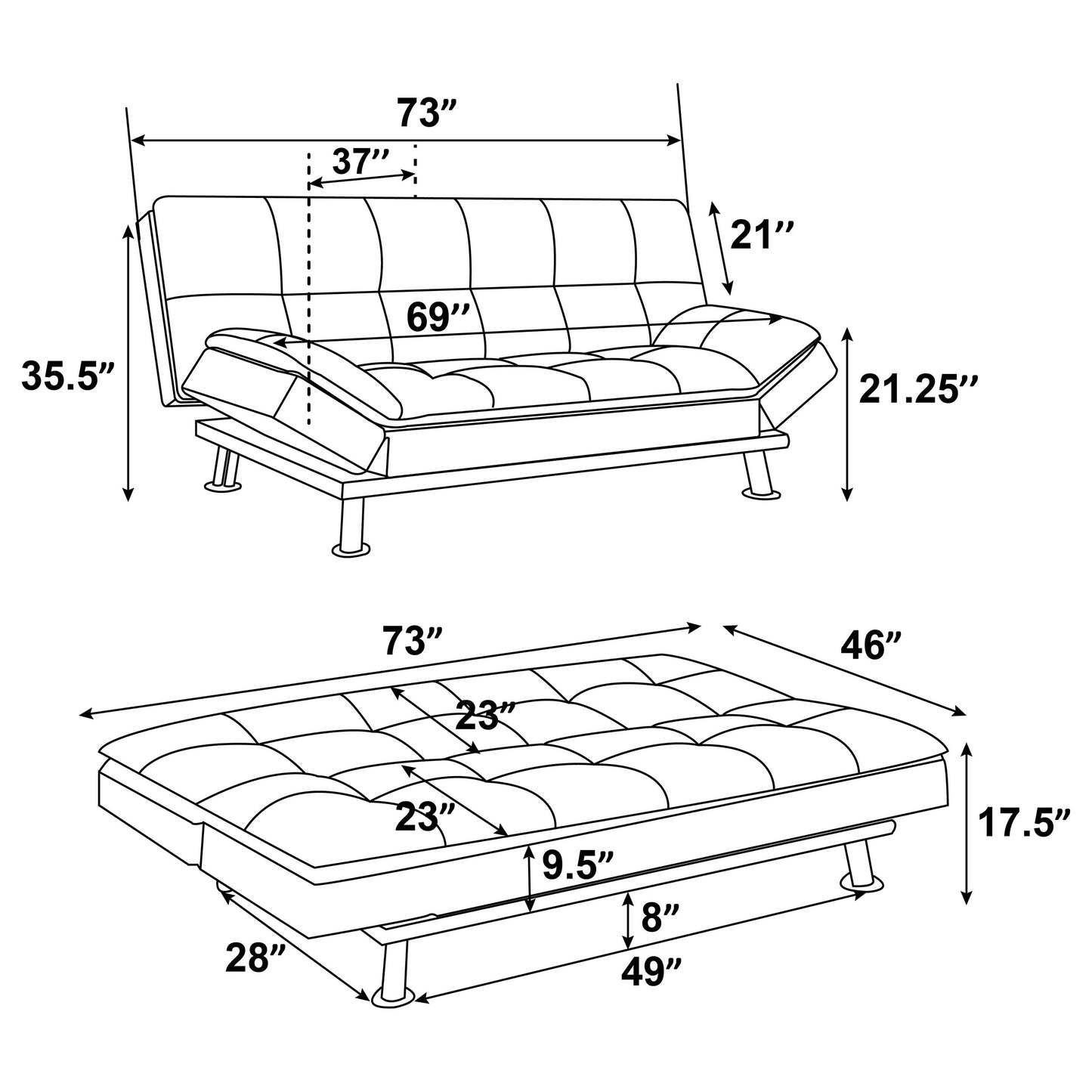 Dilleston Upholstered Tufted Convertible Sofa Bed White