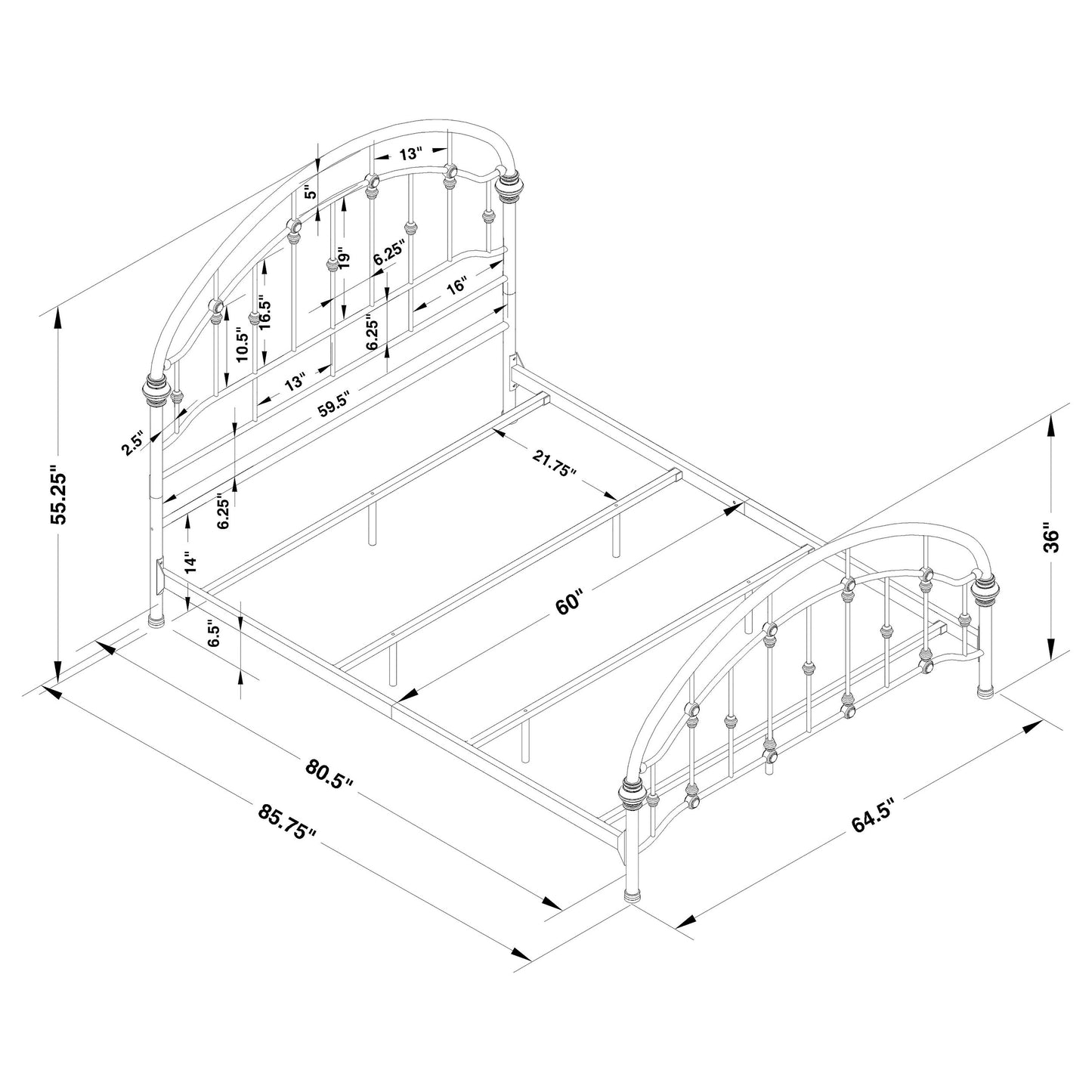 Rowan Metal Queen Open Frame Bed Dark Bronze