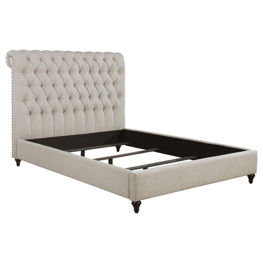 Devon 57-inch Upholstered California King Panel Bed Beige