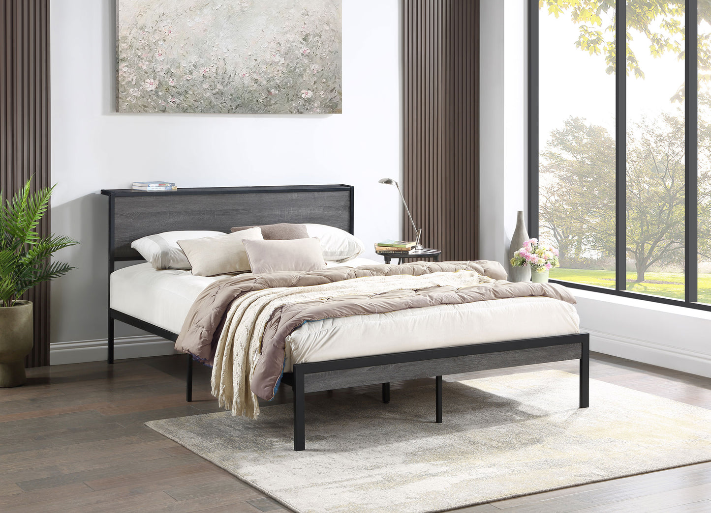 Ricky Metal Full Panel Bed Grey