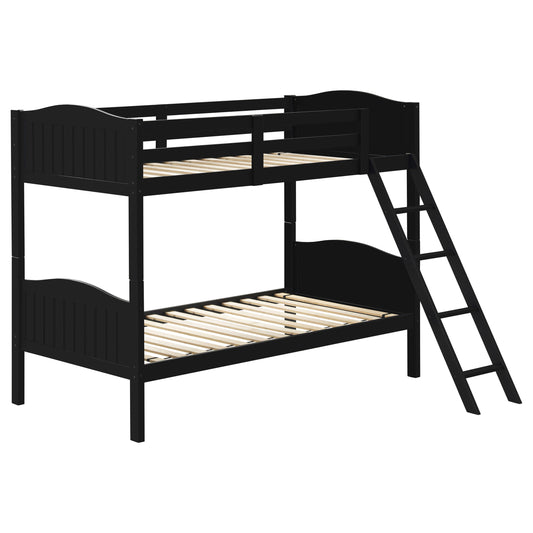 Arlo Wood Twin Over Twin Bunk Bed Black